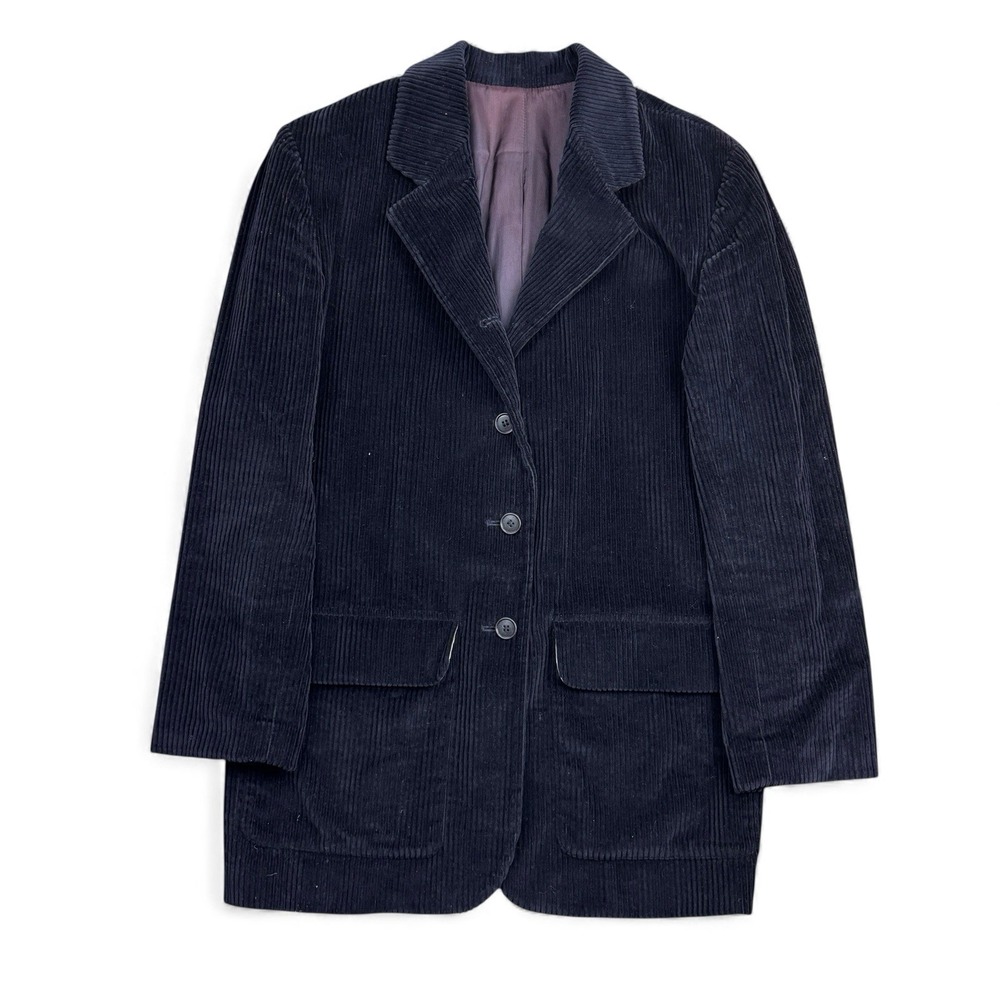 Vintage J.Crew Blazer Women's Small Black Corduroy Thick Cord Jacket Academy